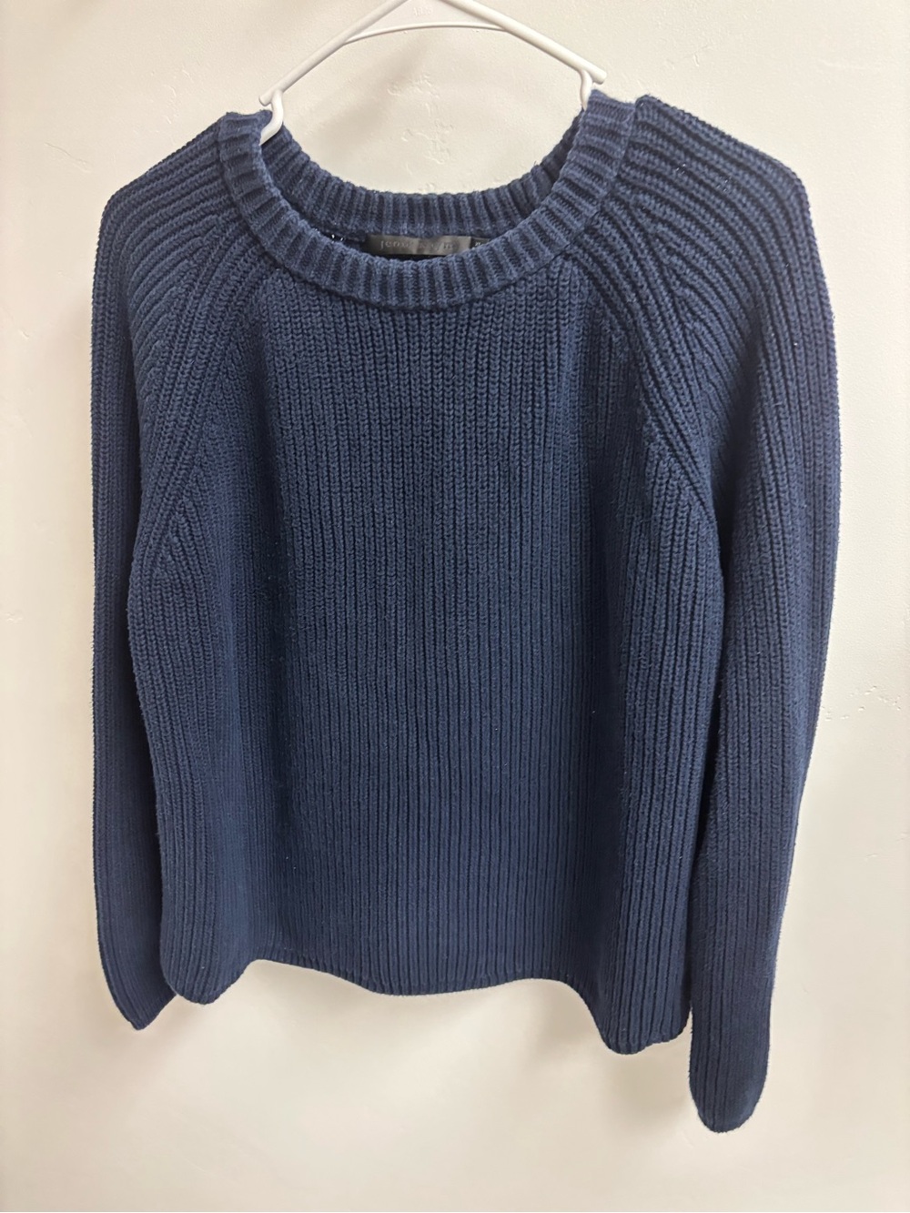 JENNI KAYNE FISHERMAN’S CHUNKY SWEATER  WOMEN XL  NAVY  COTTON CREWNECK PULLOVER